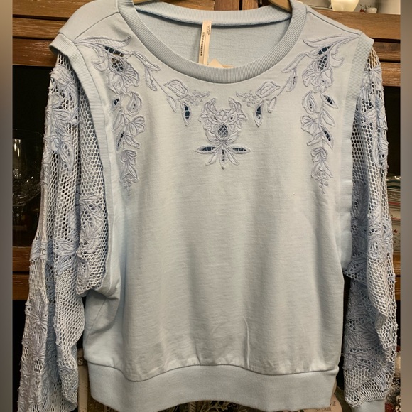 Anthropology Embroidered Cutwork Sweatshirt - Picture 7 of 11